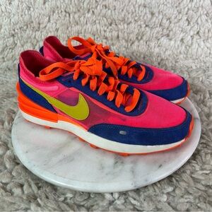 Nike Waffle One Racer Womens Size 7 Blue Pink Athletic Trainers Running Shoes